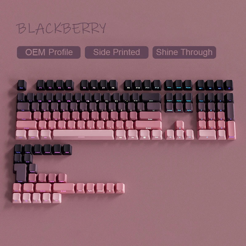 135 Keys Green Hill PBT Double Shot Keycaps Shine Through Side Print Keycaps OEM Profile for Cherry MX Switches Gaming Keyboards