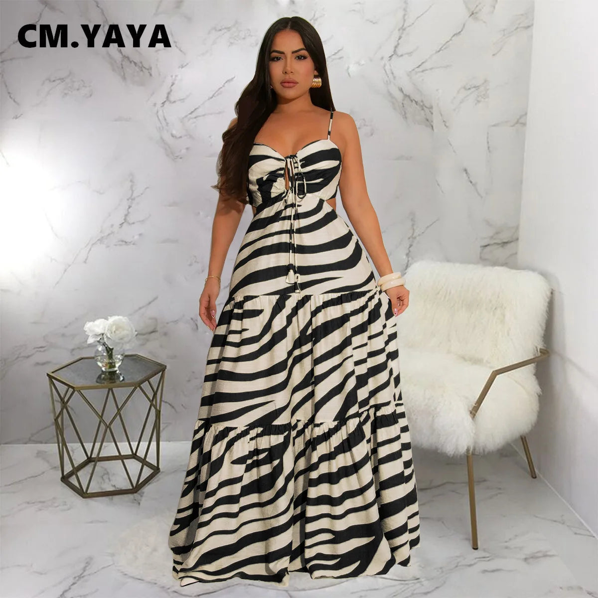 Women Strap Sleeveless Backless Long Dress