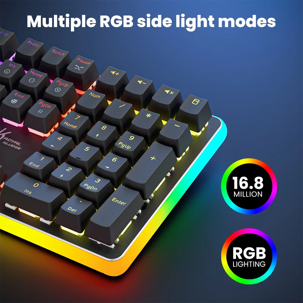 RK ROYAL KLUDGE RK918 Brazilian Portuguese Mechanical Keyboard 108 Keys RGB Backlight Gaming Keyboards with Side Lamp Hand Rest