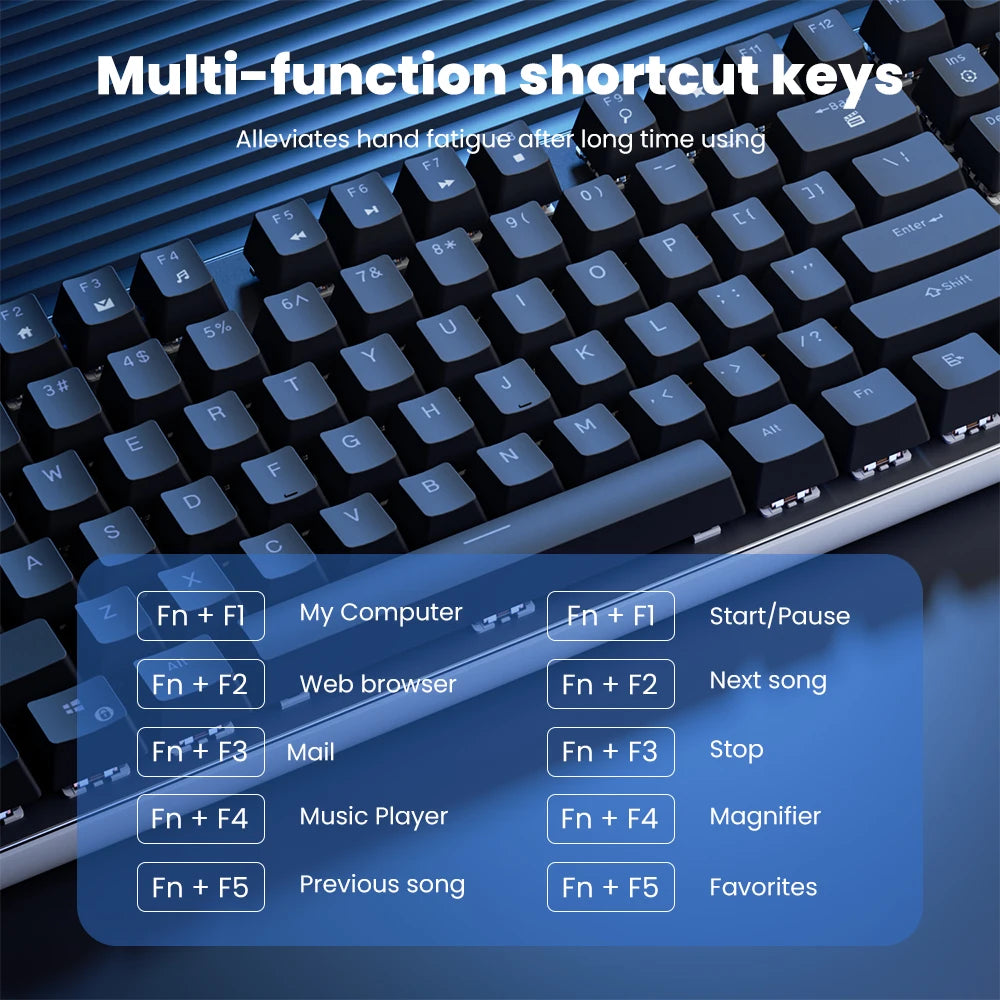 RK ROYAL KLUDGE RK918 Brazilian Portuguese Mechanical Keyboard 108 Keys RGB Backlight Gaming Keyboards with Side Lamp Hand Rest