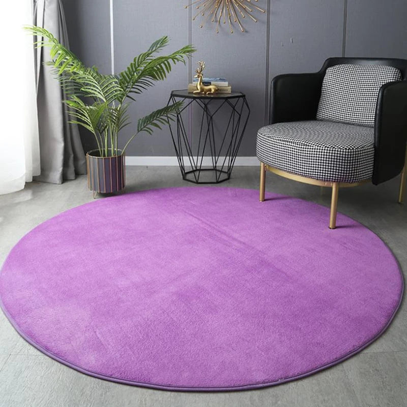 Velvet Carpet Round For Home Living Room Coffee Table Floor Rug Short Plush Foot Mat Children's Play Crawling Carpets