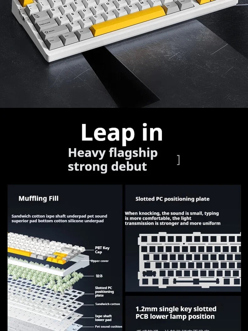 MCHOSE G75 Pro Mechanical Keyboards RGB Hot Swap Gasket Wireless Tri-mode Customized Gaming Keyboard Pc E-Sports Accessories