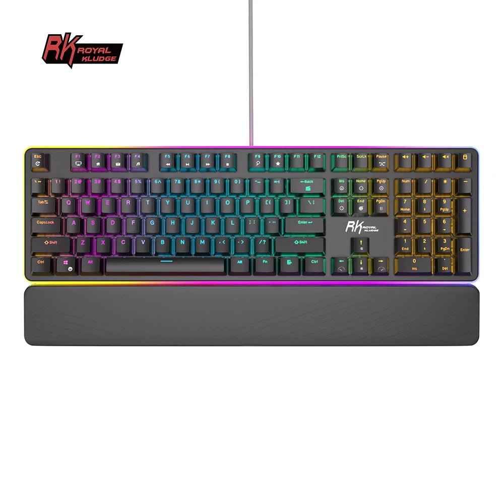 RK ROYAL KLUDGE RK918 Brazilian Portuguese Mechanical Keyboard 108 Keys RGB Backlight Gaming Keyboards with Side Lamp Hand Rest