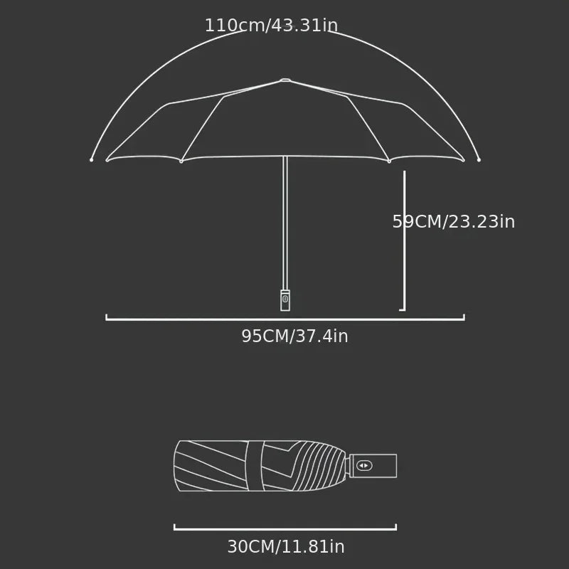 Windproof Light Folding Portable  Casual Waterproof Rotating Lock Vinyl Automatic Umbrella