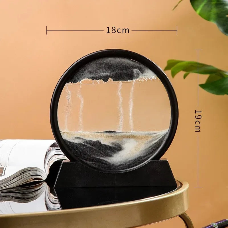 3D Hourglass Quicksand Moving Sand Art Picture Round Glass Deep Sea Sandscape Craft Flowing Painting