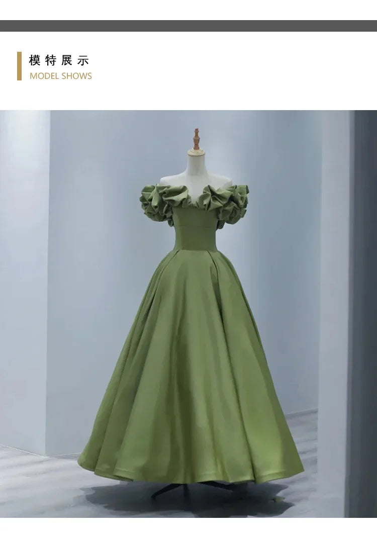 Party Long Dress Women Dresses Green High Waist
