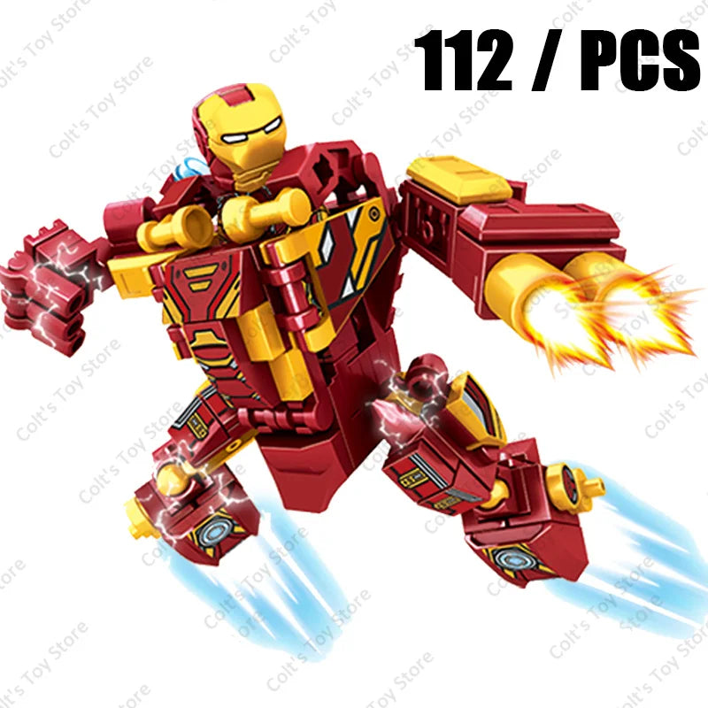 Superheroe Avengers Iron Man Thor Combat Mech Armor Robot Figures Building Blocks Kits Bricks Classic Movie Model Kids Toys Gift