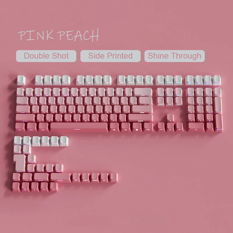 135 Keys Green Hill PBT Double Shot Keycaps Shine Through Side Print Keycaps OEM Profile for Cherry MX Switches Gaming Keyboards
