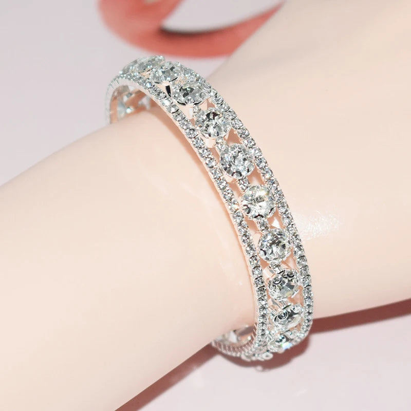 Crystal Bracelet For Women Wedding Bangle Hand Jewelry Rhinestones Bracelet For Women Bridal Jewelry Gift 1 Piece Раслет