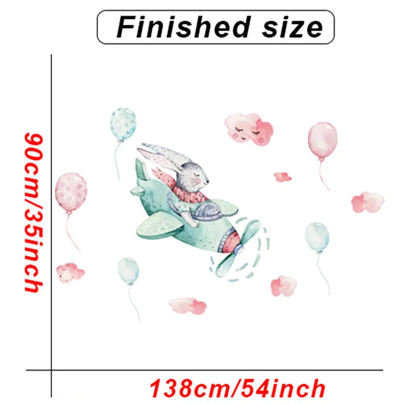 Cartoon Kids Room Wall Decor Stickers Hot Air Balloon PVC Removable Decals for Home Decoration Art Waterproof Eco-friendly Mural