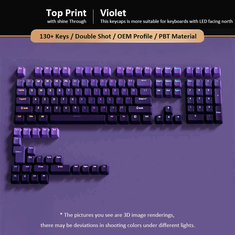 135 Keys Green Hill PBT Double Shot Keycaps Shine Through Side Print Keycaps OEM Profile for Cherry MX Switches Gaming Keyboards
