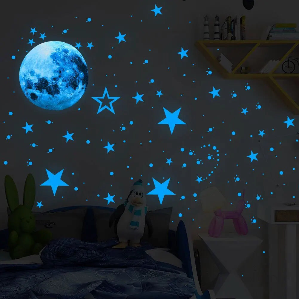 Luminous Moon Stars Wall Stickers for Kids room Bedroom Decor Glow in the dark Earth Wall Decals Noctilucent Stickers For Home Decor